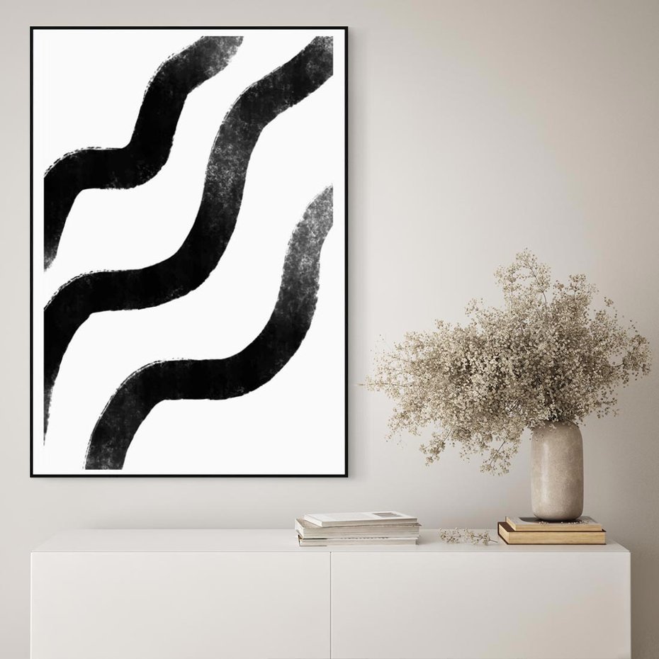 Obraz w ramie 50x70 - Wibracje Plam - abstrakcja, minimalizm - rama czarna