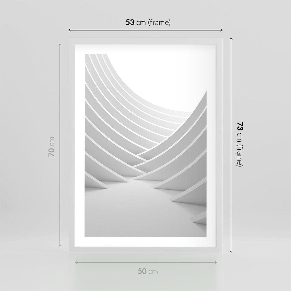 Plakat w ramie 50x70 - Nowoczesna Ekspresja - abstrakcja, 3D - rama biała