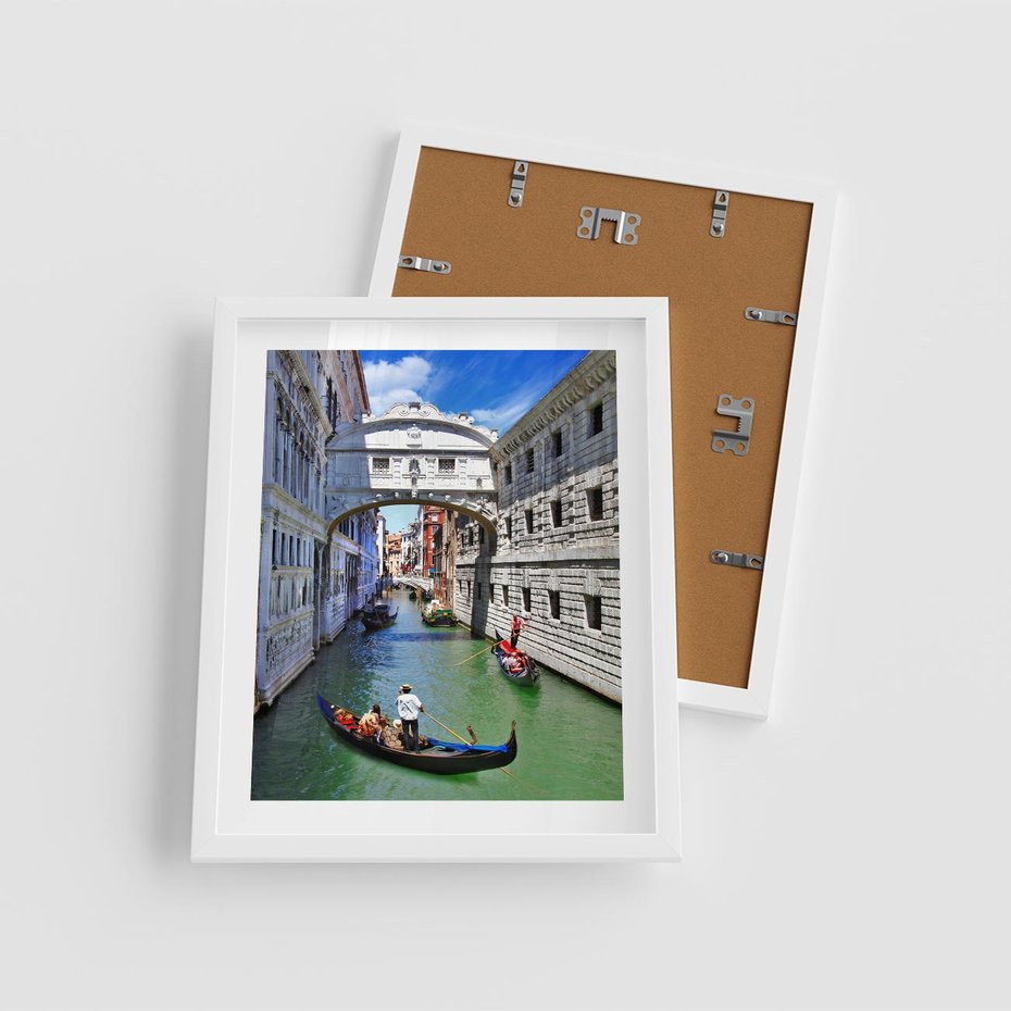 Plakat w ramie 40x50 - Romantyczna gondola w Wenecji - Wenecja, gondola - rama biała