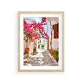 Plakat w ramie 30x40 - Kwiatowa uliczka wakacji - kwiaty, uliczka - rama drewno
