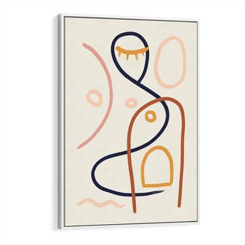 Obraz w ramie 50x70 - Mgnienie Oka - abstrakcja w stylu picasso, beżowe tło - rama biała