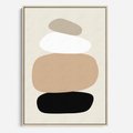 Obraz w ramie 70x100 - Zgeometryzowane Kształty - modernistyczny plakat, obłe kształty - rama drewno