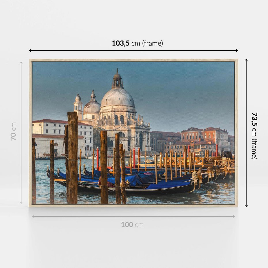 Obraz w ramie 100x70 - Urok Wenecji - fotografia, przystań w Wenecji - rama drewno