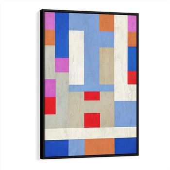 Obraz w ramie 50x70 - Bezczasowe Przenikanie Kształtów - abstrakcyjne geometryczne kształty, olejny obraz - rama czarna