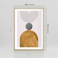 Plakat w ramie 50x70 - Złote Półkole w Sztuce Geometrii - grafika, złote półkole - rama drewno