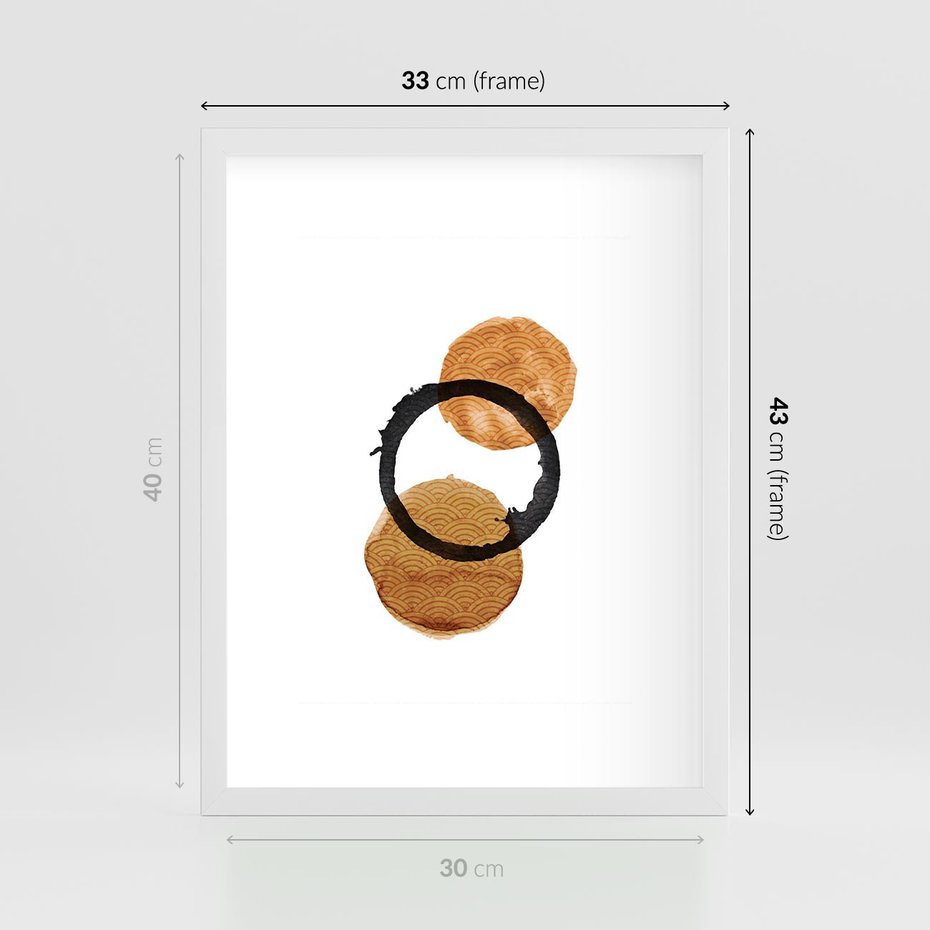 Plakat w ramie 30x40 - Japandi Geometria: Minimalistyczna Grafika - japońska sztuka, geometria - rama biała