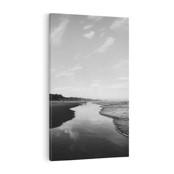 Obraz na płótnie 80x120 - Nadmorska Melodia - czarno białe zdjęcie, plaża