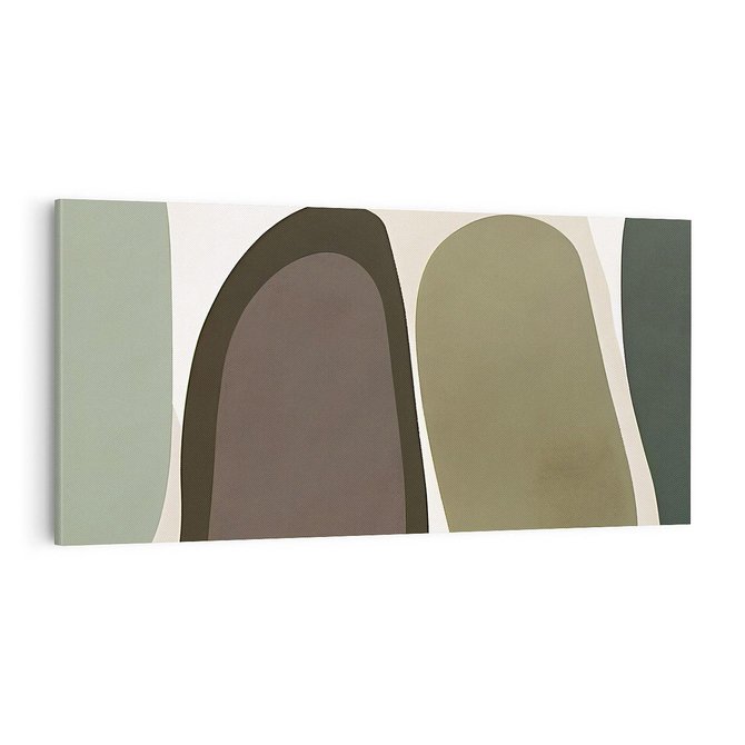 Obraz na płótnie 100x50 - Fale w Zieleni - abstrakcyjne kształty, zgaszona zieleń