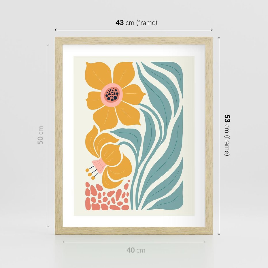 Plakat w ramie 40x50 - Pastelowa Piękność - nowoczesna sztuka, plakat - rama drewno