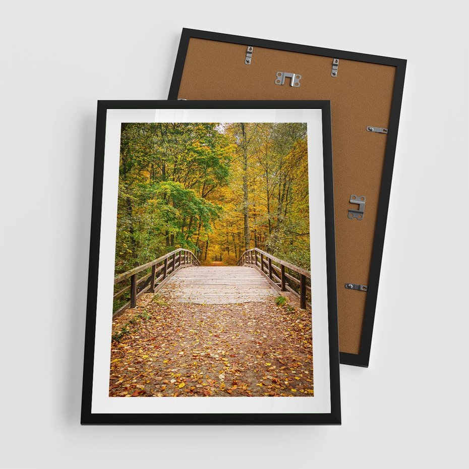 Plakat w ramie 50x70 - Spacer Ścieżką w Las - ścieżka, spacer - rama czarna