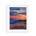 Plakat w ramie 40x50 - Górski Zachód - góry, łąka - rama biała