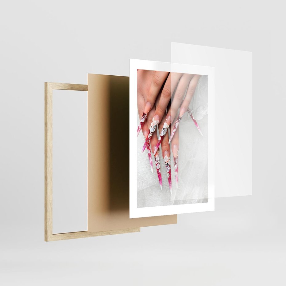 Plakat w ramie 30x40 - Paznokcie jak dzieło sztuki - paznokcie, manicure - rama drewno