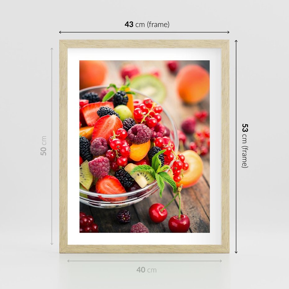 Plakat w ramie 40x50 - Smakowite Porywy - owoce, jedzenie - rama drewno