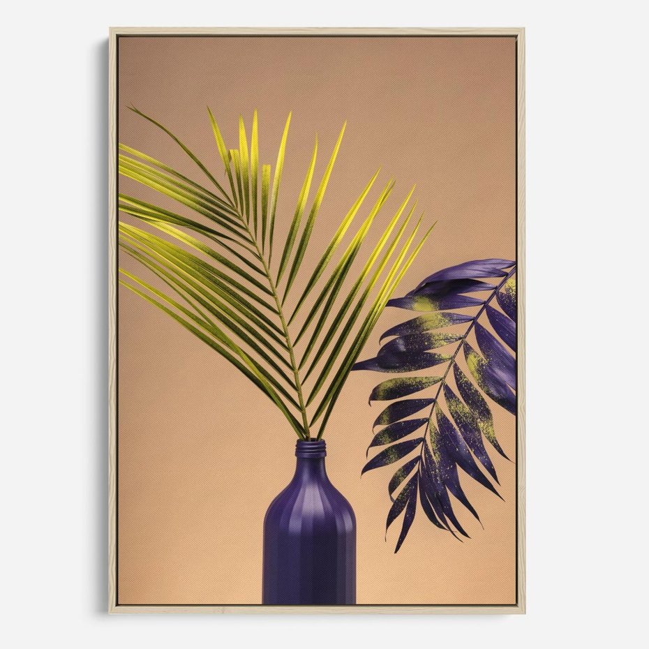 Obraz w ramie 50x70 - Delikatne Piękno - palma, pastele - rama drewno