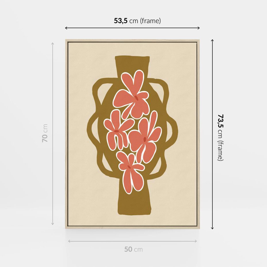 Obraz w ramie 50x70 - Rozbijające Formy - abstrakcyjny plakat, kwiaty na wazonie - rama drewno