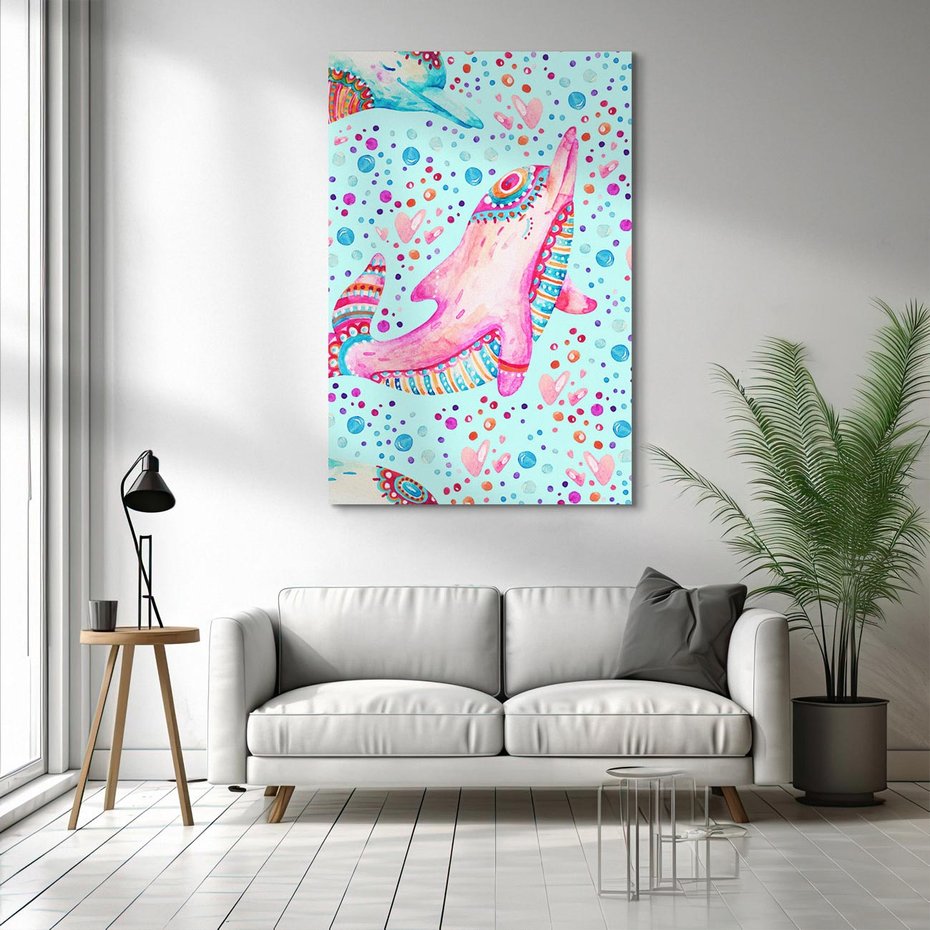 Obraz na płótnie 80x120 - Lekkość W Ruchu - delfin, akwarela