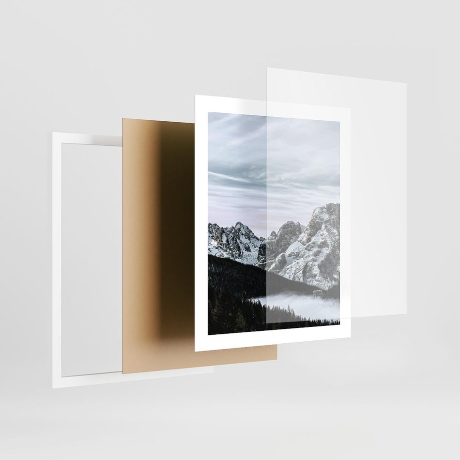 Plakat w ramie 40x50 - Malowniczy Krajobraz ze Śniegiem - góry, śnieg - rama biała