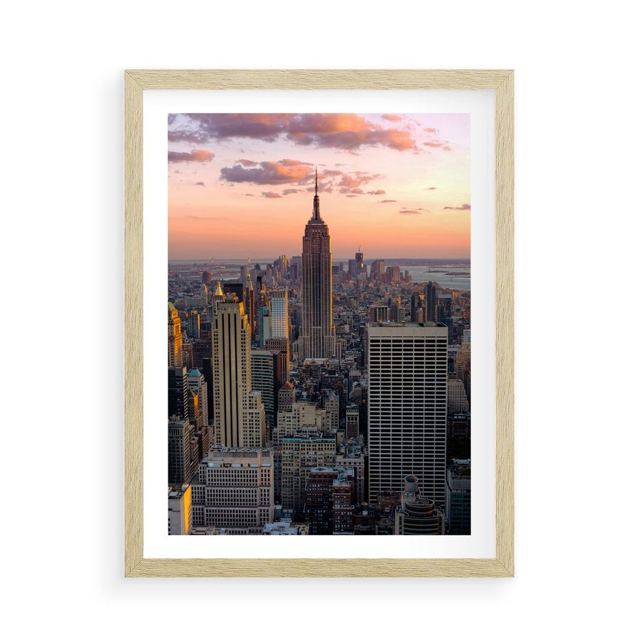 Plakat w ramie 50x70 - Nowojorskie Wieżowce - Nowy York, wieżowce - rama drewno