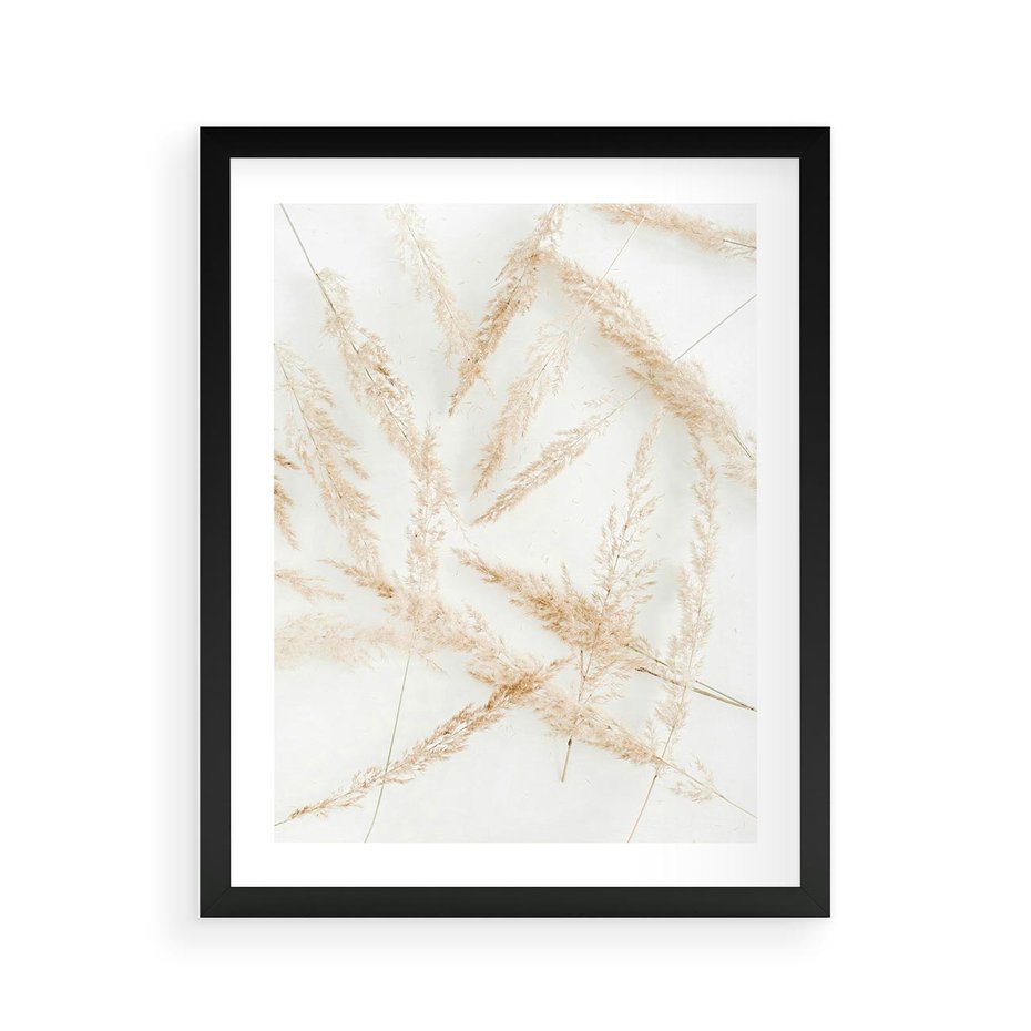 Plakat w ramie 40x50 - Pampas w Stylu Boho: Kompozycja Natury - suche trawy, pampas - rama czarna