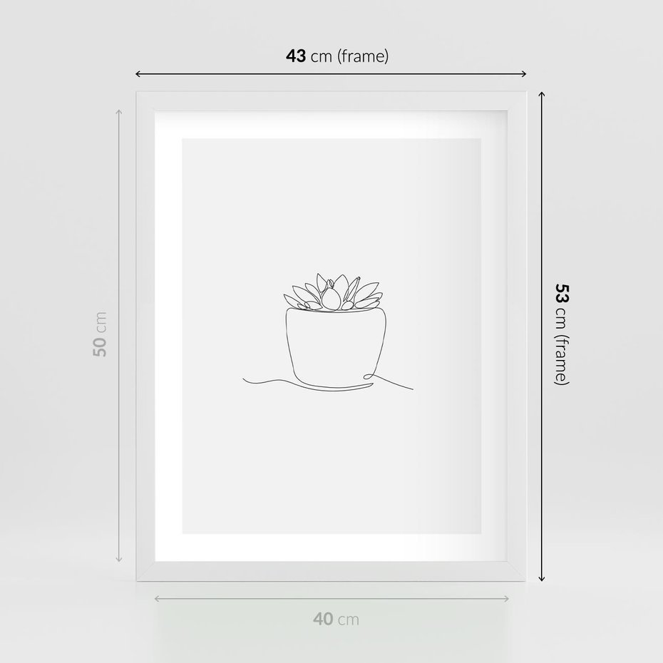 Plakat w ramie 40x50 - Rozkwitające Echa - szkic, minimalizm - rama biała