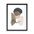 Plakat w ramie 50x70 - Harmonia Akwarelowych Przestrzeni - abstrakcyjna kompozycja z kropek kresek i kółek, odcienie brązu i beżu - rama czarna