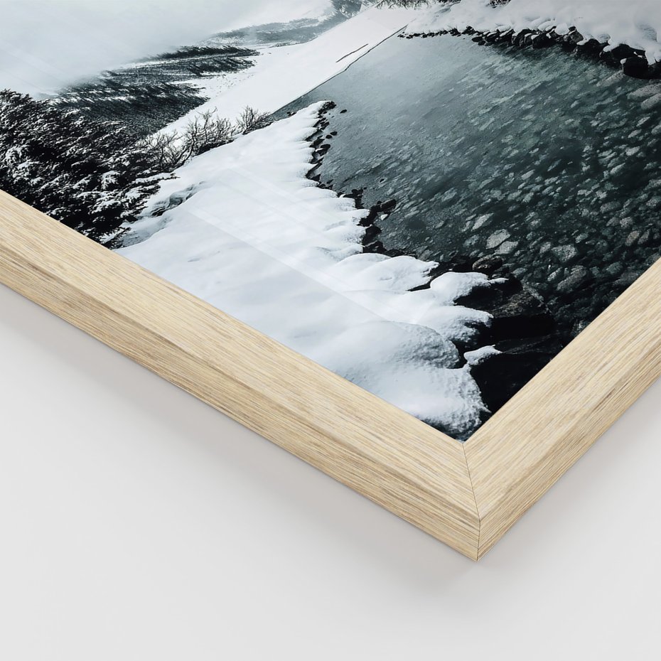 Zestaw obrazy w ramie 40x50 galeria - Jeleń, górska, chatka, zima - rama drewno