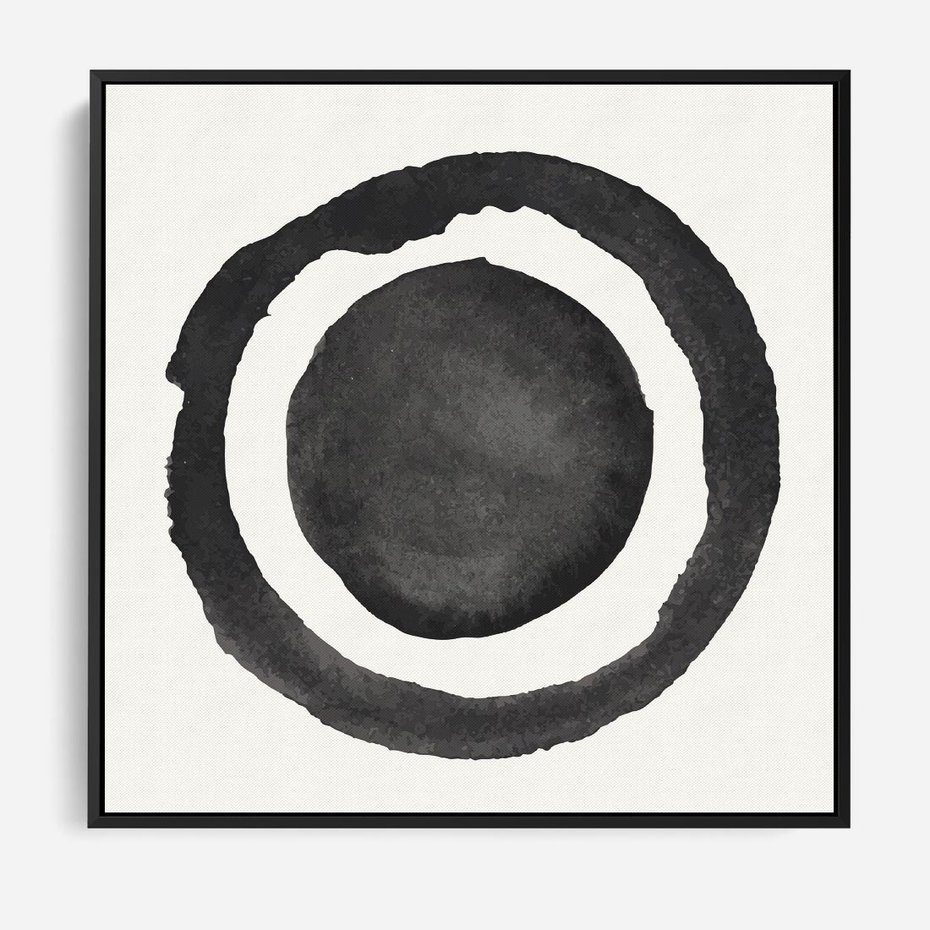 Obraz w ramie 50x50 - Bezgraniczne Widoki - abstrakcyjne plamy okręgi, akwarelowe - rama czarna
