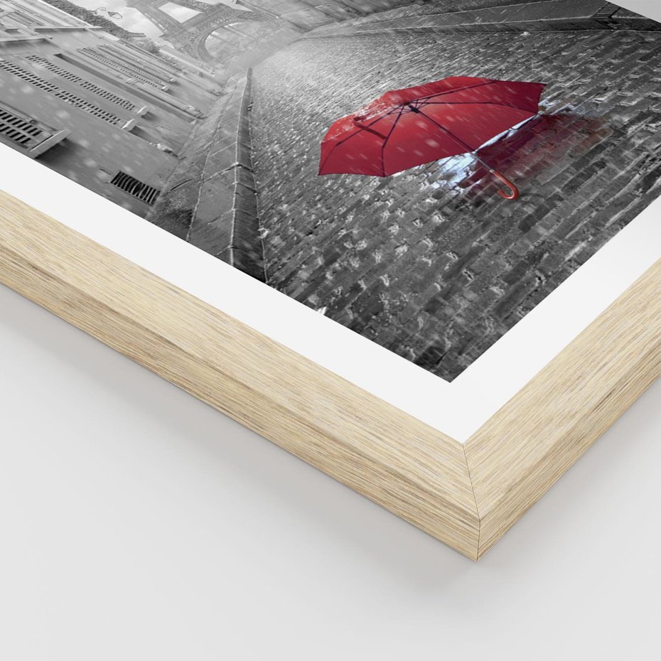 Plakat w ramie 50x70 - Kolorowy parasol w Paryżu - Paryż, parasol - rama drewno
