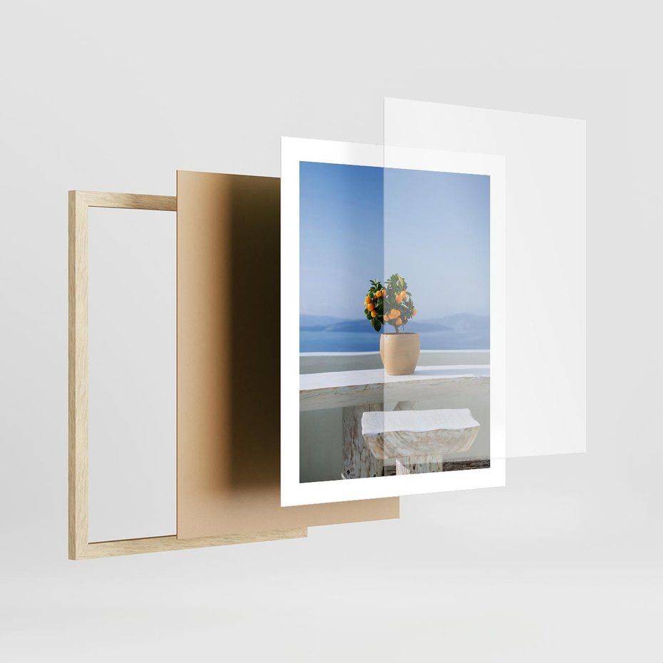 Plakat w ramie 40x50 - Uroki Santorini - Santorini, Grecja - rama drewno