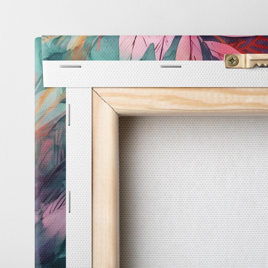 Obraz na płótnie 80x80 - Subtelne Zielone - pastelowe zielone liście, róż