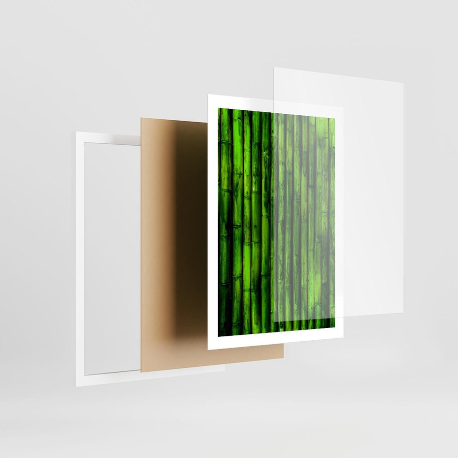 Plakat w ramie 50x70 - Bambusowy urok zielonej harmonii - bambus, zieleń - rama biała