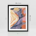 Plakat w ramie 30x40 - Pokreślony Świat - abstrakcyjne formy, odcienie pomarańczu i fioletu - rama czarna