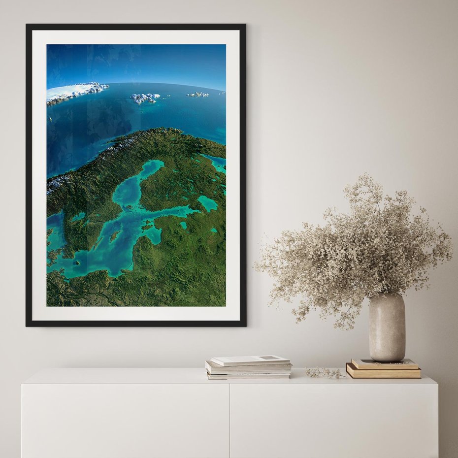 Plakat w ramie 30x40 - Beztroski widok na ocean - widok, ocean - rama czarna
