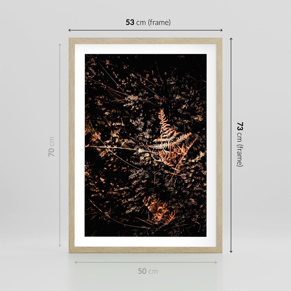 Plakat w ramie 50x70 - Jesienna Melodia - suche trawy, paprocie - rama drewno