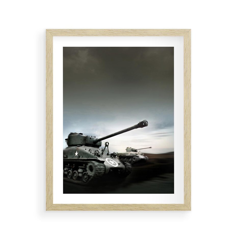 Plakat w ramie 40x50 - Siła i determinacja: czołgi wojenne - czołgi, wojna - rama drewno