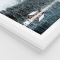 Plakat w ramie 40x50 - Biały Domek - domek w górach, zima - rama biała
