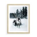 Plakat w ramie 50x70 - Świąteczna Przygoda - renifer, śnieg - rama drewno