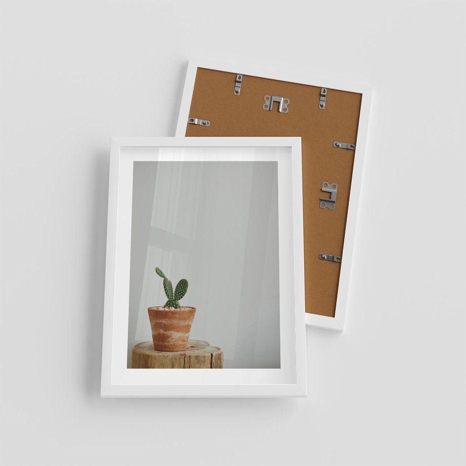 Plakat w ramie 30x40 - Kaktus w Doniczce - minimalizm, kaktur w doniczce - rama biała