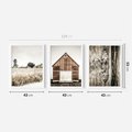 Zestaw obrazy w ramie 40x50 galeria - Rustykalny, tryptyk, klamka, kłódka, domek - rama biała