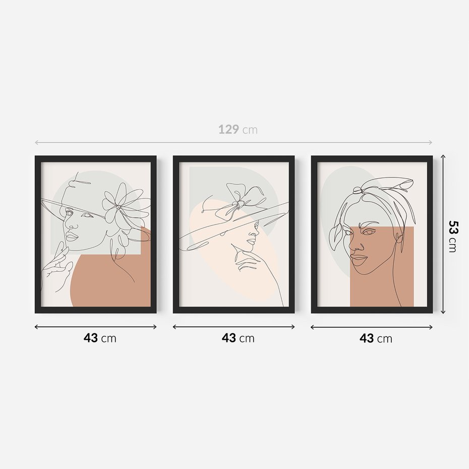 Zestaw obrazy w ramie 40x50 galeria - Minimalistyczne, nowoczesne, boho - rama czarna