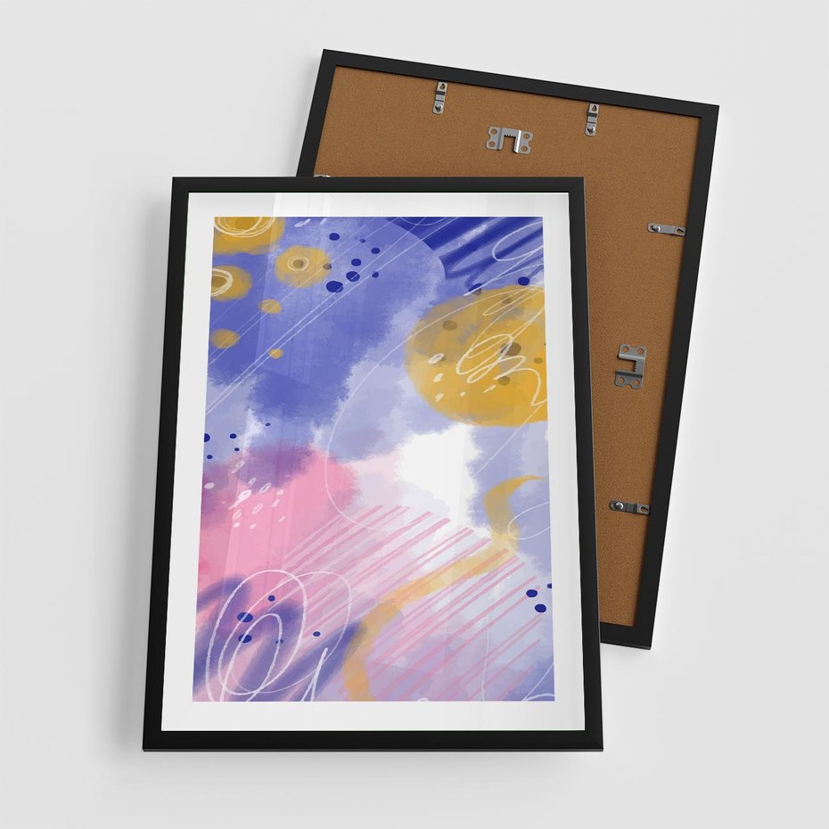 Plakat w ramie 50x70 - Rozbijające Plamy - abstrakcyjny plakat, pastelowe kolory - rama czarna