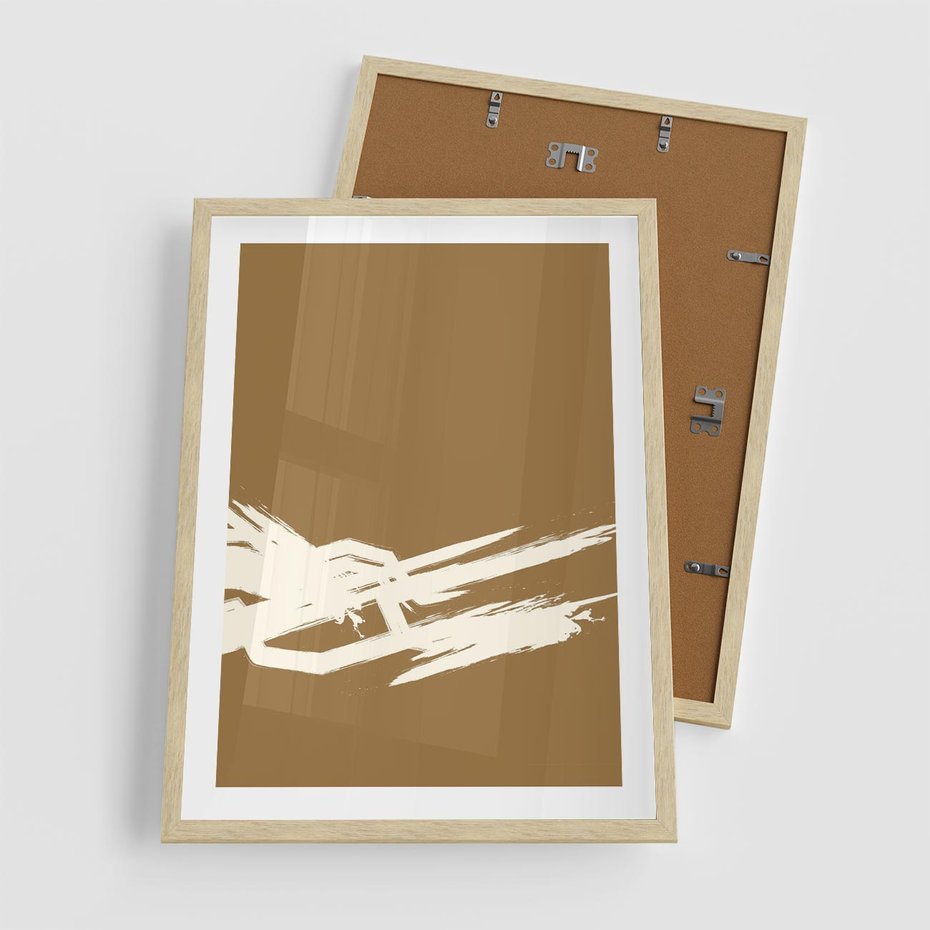 Plakat w ramie 50x70 - Taniec Energii - abstrakcyjne kreski, maźnięcia - rama drewno