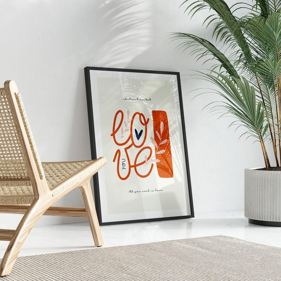 Plakat w ramie 30x40 - Pastelowa Siła Miłości - miłość, love - rama czarna