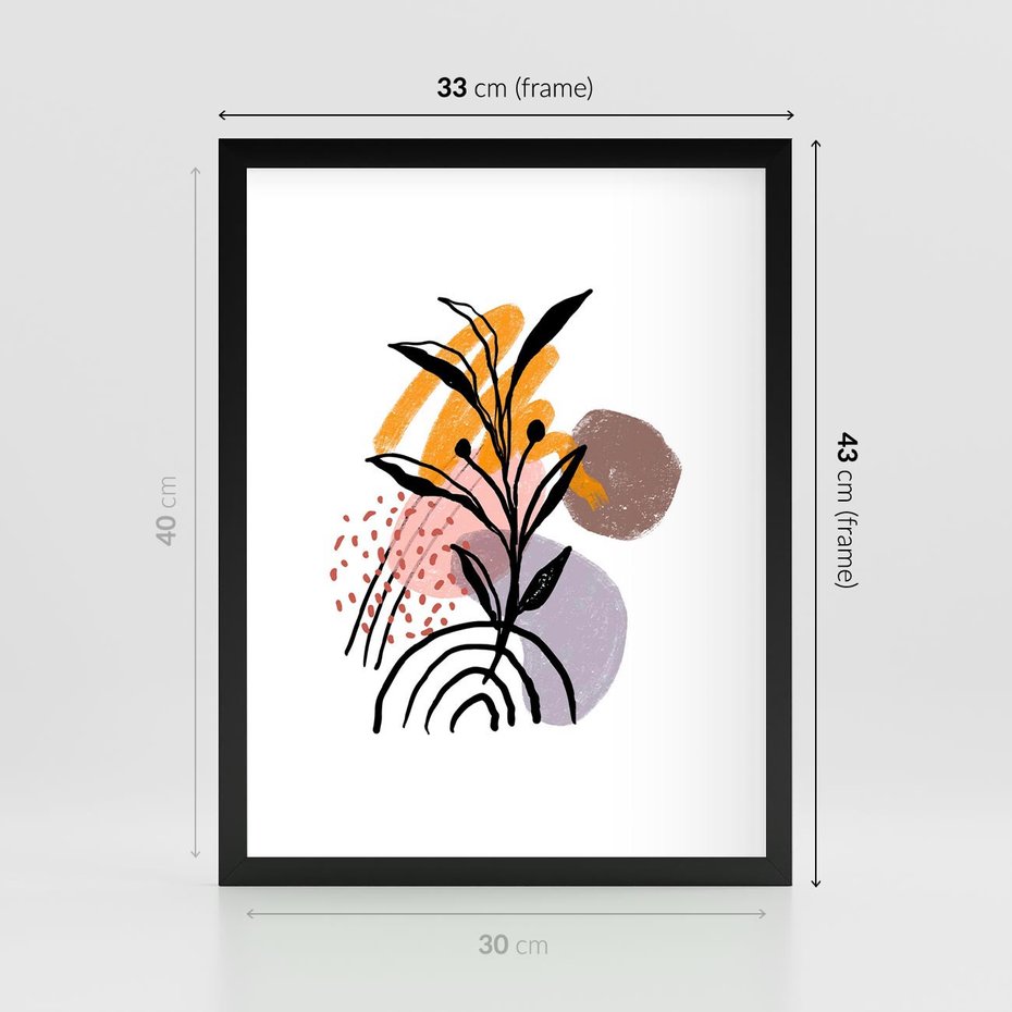 Plakat w ramie 30x40 - Migocące Bezgraniczności - abstrakcyjna sztuka, liść monstery - rama czarna