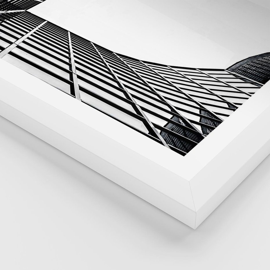 Plakat w ramie 50x70 - Minimalizm Wysokości - architektura, czarno białe zdjęcie - rama biała