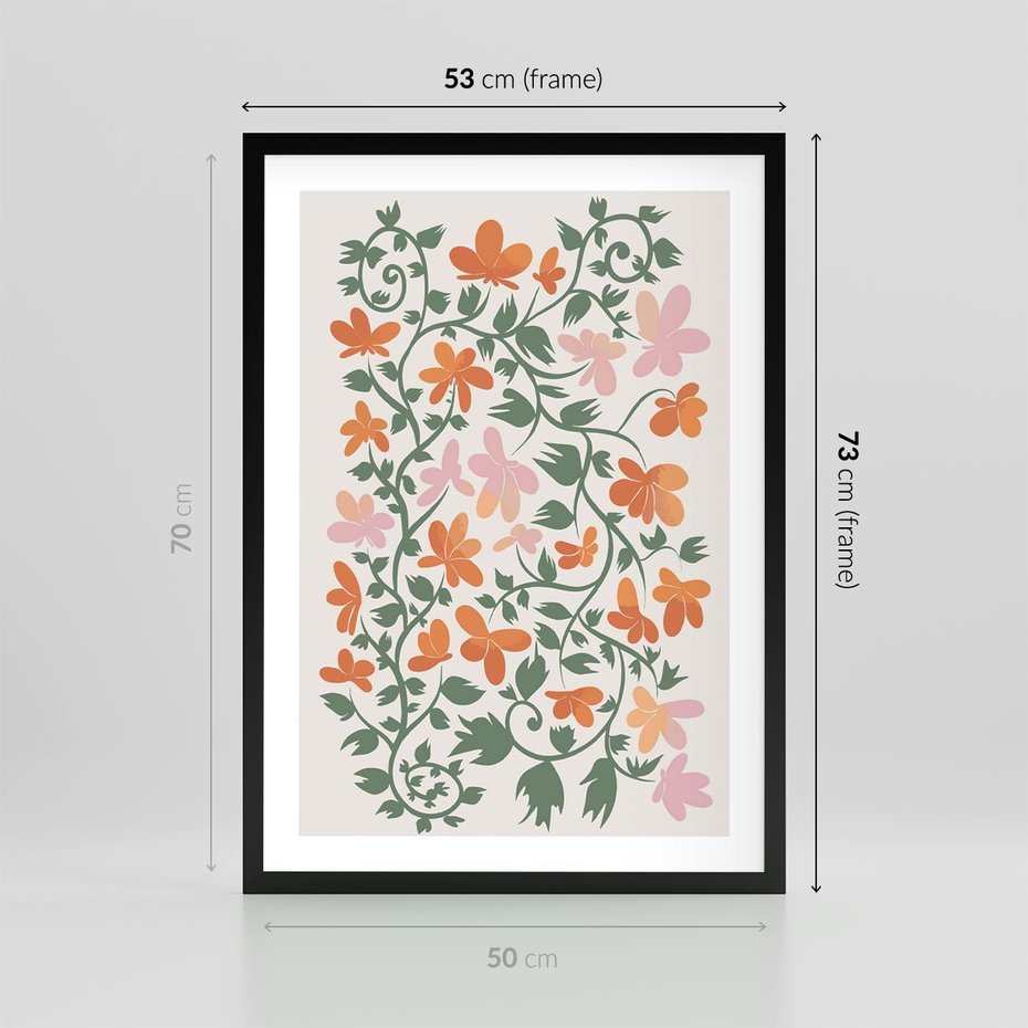 Plakat w ramie 50x70 - Kwiatowa Refleksja - kwiaty polne, plakat - rama czarna