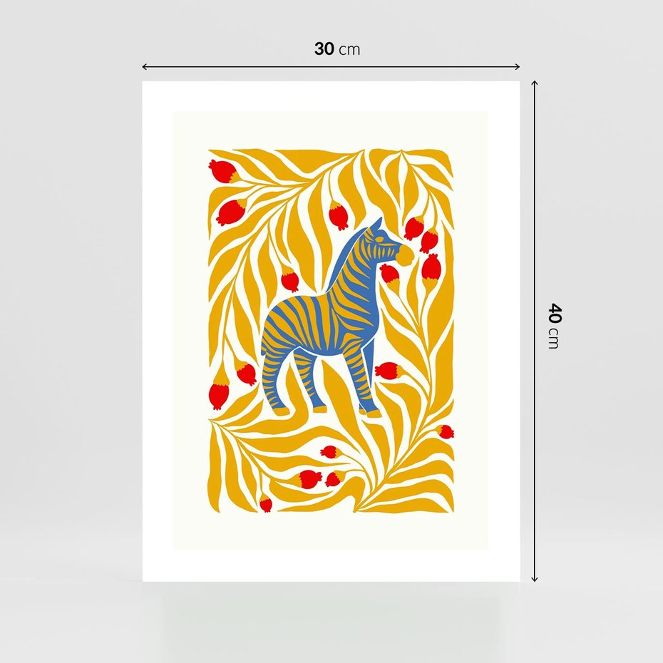 Plakat bez ramy 30x40 - Zebra w Nowoczesności - abstrakcyjna nowoczesna grafika, pośrodku zebra