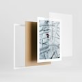 Plakat w ramie 30x40 - Zima w Detalu: Gałęzie ze Szronem i Śniegiem - śnieg, zima - rama biała