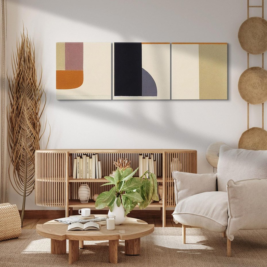 Obraz na płótnie 120x40 - Nowoczesne Brązy - geometryszne pasy, nowoczesny styl