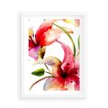 Plakat w ramie 50x70 - Kwiaty w akwareli - delikatne piękno - kwiaty, akwarela - rama biała
